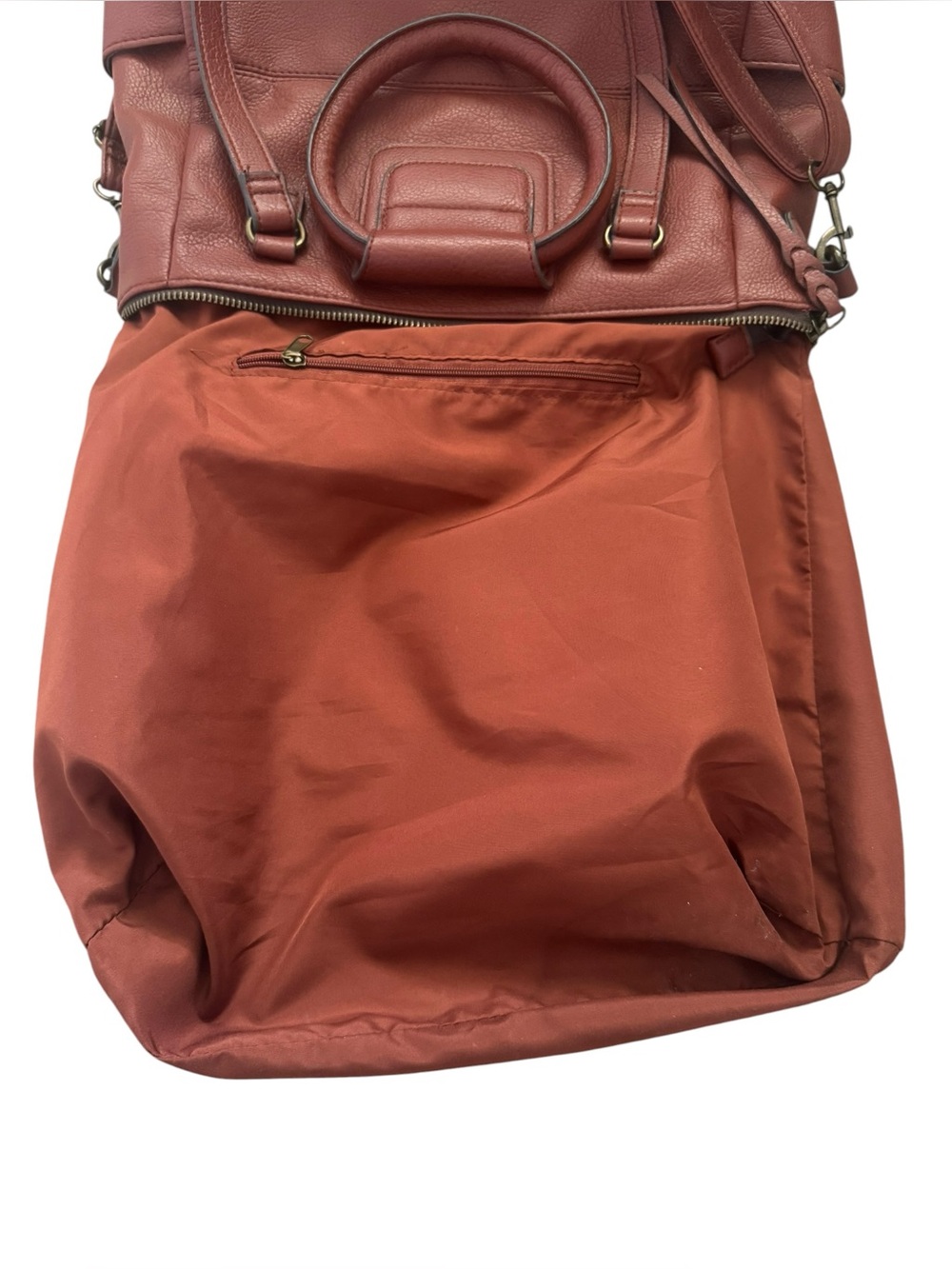 Time and True Giselle Cognac Brown Faux Leather Tote Shoulder Handbag Purse - Picture 7 of 11